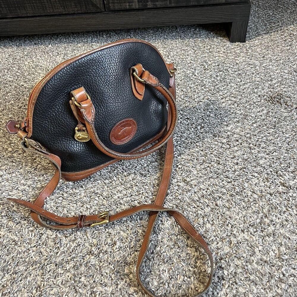 Dooney & Bourke Norfolk Crossbody Bag Handbag Purse Vintage Black Brown Leather - Picture 12 of 12